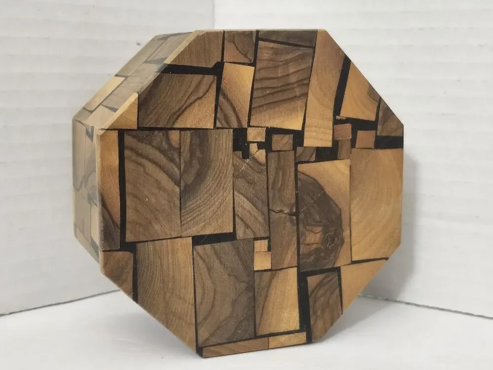Vintage Richard Gross MCM Marquetry Octagon Wood Trinket Jewelry Box